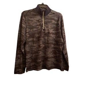 Robert Graham Streets  1/4 Zip Camo Sweatshirt Black Camo Size L New